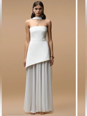 Matters Monaco White Asymmetric Overlay Maxi Dress